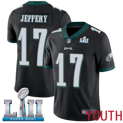 Youth Philadelphia Eagles 17 Alshon Jeffery Black Alternate Vapor Untouchable NFL Jersey Limited Player Super